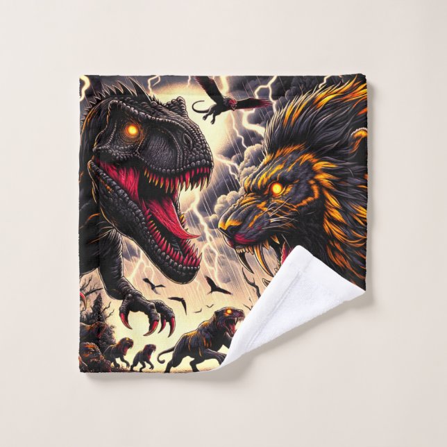 Toalha De Rosto Dinossauro E Leão (Pano de lavar)