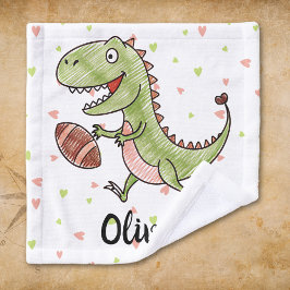 Toalha De Rosto Dinossauro Fofo Jogando Futebol Personalizado