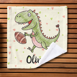 Toalha De Rosto Dinossauro Fofo Jogando Futebol Personalizado