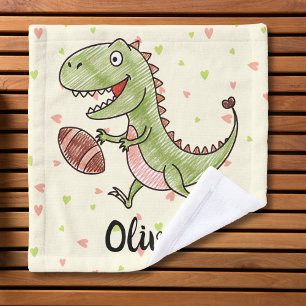 Toalha De Rosto Dinossauro Fofo Jogando Futebol Personalizado