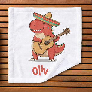Toalha De Rosto Dinossauro Vermelho da Festa com Sombrero & Guitar