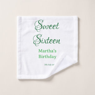 Toalha De Rosto Doce Dezesseis nome data caligrafia boho ret
