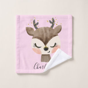 Toalha De Rosto Doce Fofo & Feminino Pastel Rosa Bege Rena Baby