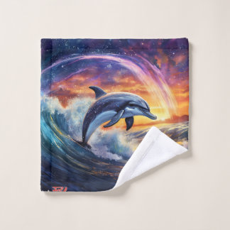 Toalha De Rosto Dolphins Surfs Galaxy Design por Rich AMeN Gill