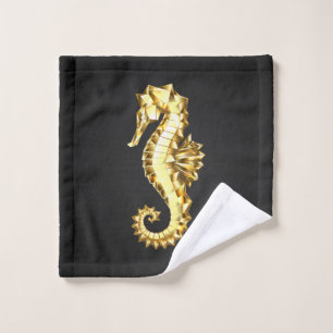 Toalha De Rosto Dourado Cavalo de Mar Poligonal
