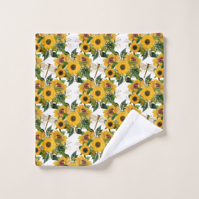 Toalha De Rosto Dragões Buquês de girassol amarelo bonito (Pano de lavar)