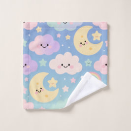 Toalha De Rosto Dream Sky Blanket, Cute Clouds, Moons & Stars
