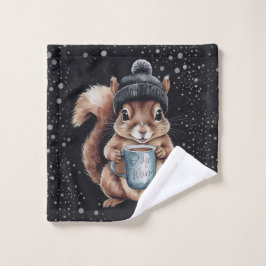 Toalha De Rosto Eichhörnchen mit Tasse und Schnee „Stay Warm“