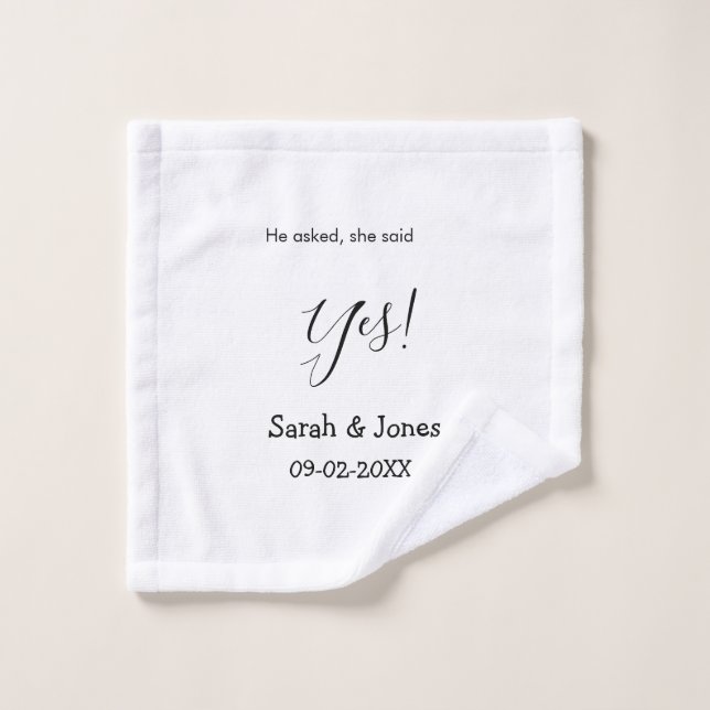 Toalha De Rosto Ele perguntou ela disse sim noivado simples minima (Pano de lavar)