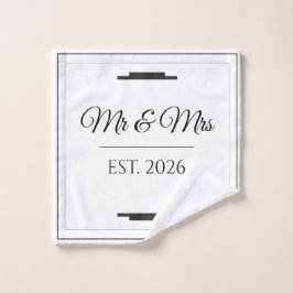 Toalha De Rosto Elegant Mr & Mrs Wedding Modern Minimalist Favor
