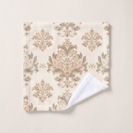 Toalha De Rosto Elegante Bege Damask Vintage Casa de Campo Frances