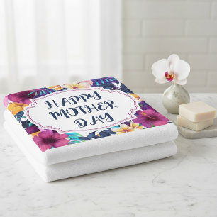 Toalha De Rosto Elegante Floral Feliz Dia das Mães Morcego Persona