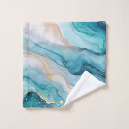 Toalha De Rosto Emerald e Dourada Marble Elegance