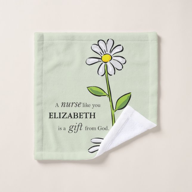 Toalha De Rosto Enfermeira Nascimento Religiosa Margarida Verde Pe (Pano de lavar)