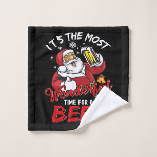 Toalha De Rosto Engraçado Natal Santa Claus Bebendo Beer Wonderfu