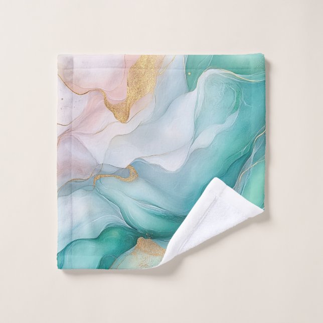 Toalha De Rosto Esmeralda e mármore Dourado (Pano de lavar)