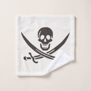 Toalha De Rosto Espadas de crânio de obsidiana Bandeira pirata de