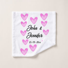 Toalha De Rosto estilo de texto simples e branco, coração de pinto