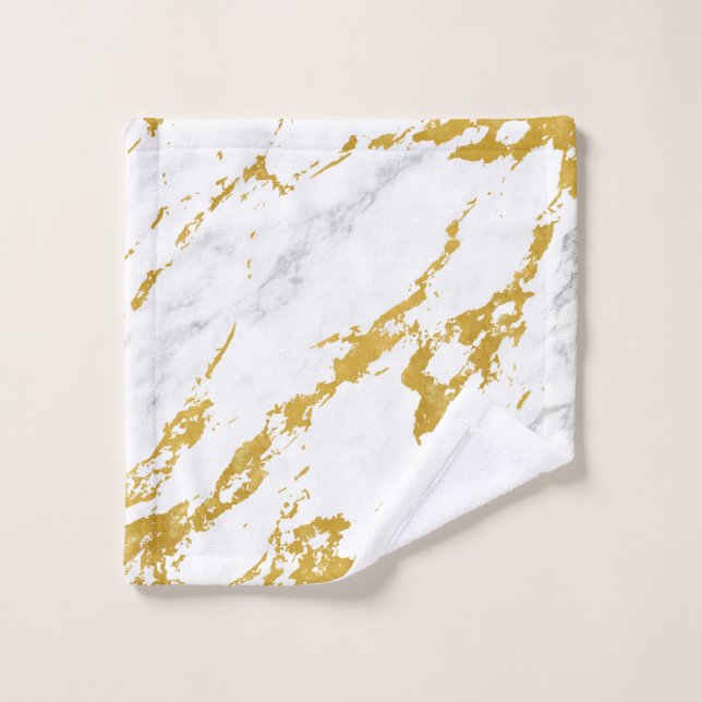 Toalha De Rosto Estilo Marble Elegante6 - Dourado e Branco (Pano de lavar)