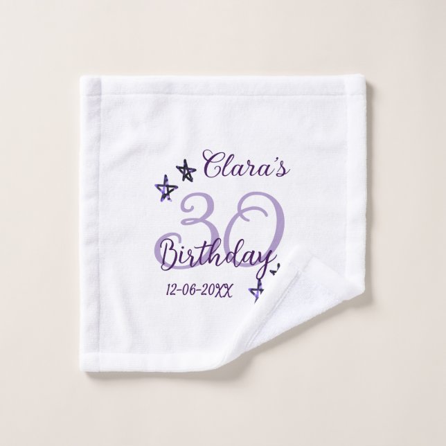 Toalha De Rosto Estrelas brilhantes roxas retro moderno aniversári (Pano de lavar)