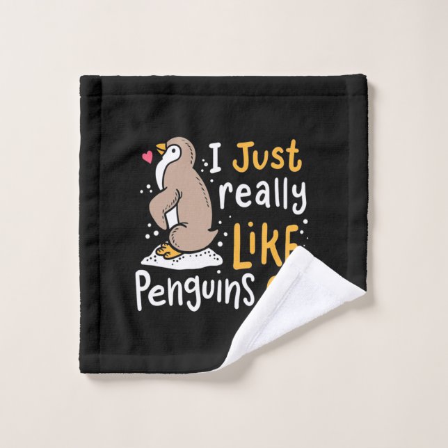 Toalha De Rosto Eu Gosto Muito De Pinguins. (Pano de lavar)
