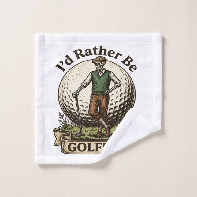 Toalha De Rosto Eu Preferiria Estar Jogando Golfe  (Pano de lavar)