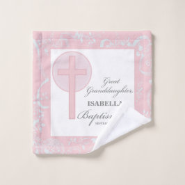 Toalha De Rosto Excelente Batismo Avô Lace Rosa Personalizado