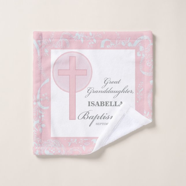 Toalha De Rosto Excelente Batismo Avô Lace Rosa Personalizado (Pano de lavar)