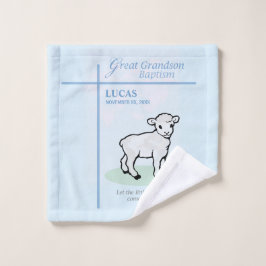 Toalha De Rosto Excelente Neto Baptism Blue Lamb Personalizado