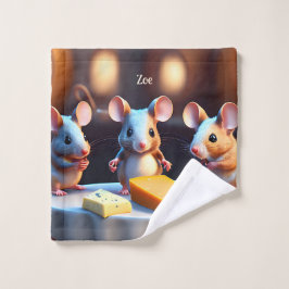 Toalha De Rosto Família do rato na mesa de jantar -