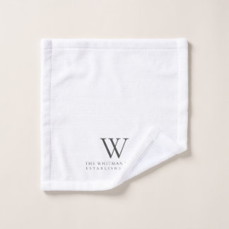 Toalha De Rosto Famílias Monograma Moderno de Carvão Branco