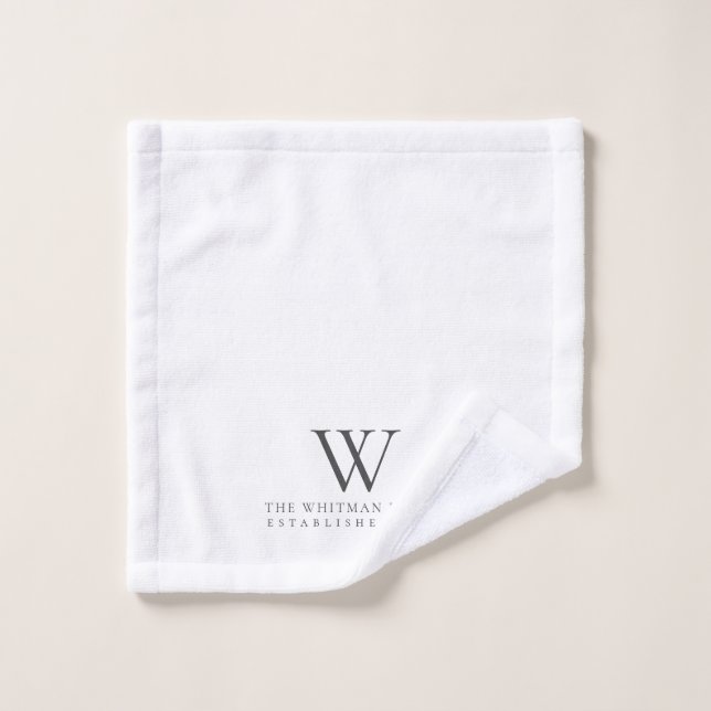 Toalha De Rosto Famílias Monograma Moderno de Carvão Branco (Pano de lavar)