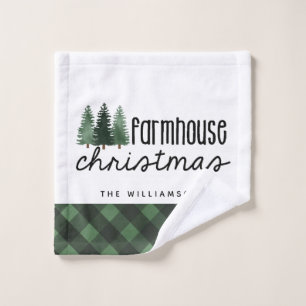 Toalha De Rosto Farmhouse Christmas Country Xadrez Family