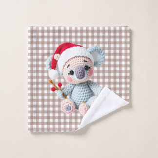 Toalha De Rosto Faux Yarn Notch-Hook Koala Christmas Design