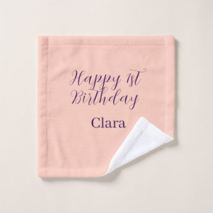 Toalha De Rosto Feliz aniversário de 1 ano laranja roxo boho retrô