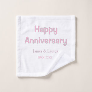 Toalha De Rosto Feliz aniversário de casamento nome data ano rosa