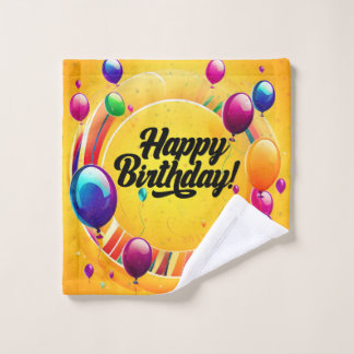 Toalha De Rosto Feliz Aniversário Vibrante