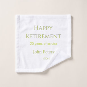 Toalha De Rosto Feliz aposentadoria verde nome ano anos de serviço