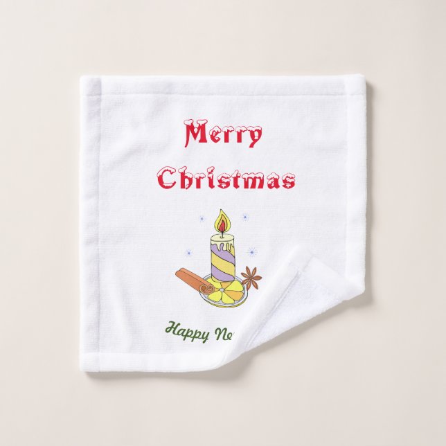 Toalha De Rosto Feliz Feliz ano novo de natal (Pano de lavar)