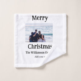 Toalha De Rosto Feliz feriado adiciona foto do nome da família