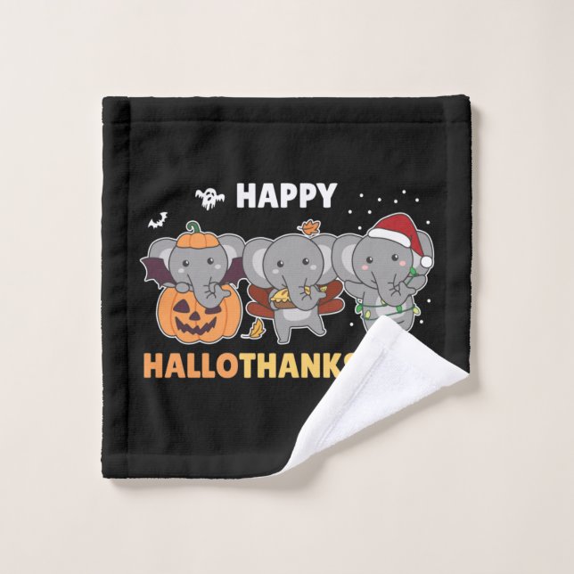 Toalha De Rosto Feliz Hallothanksmas Elefante de Natal W (Pano de lavar)