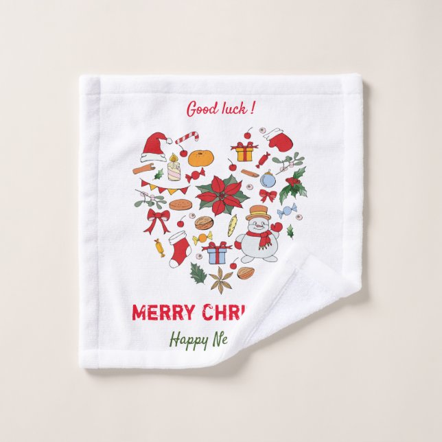 Toalha De Rosto Feliz Natal e Ano Novo (Pano de lavar)