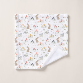 Toalha De Rosto Felz pascoa Coelhinho Flores Selvagens Banheiras