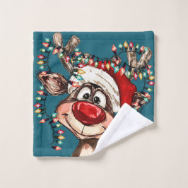 Toalha De Rosto Festive Reindeer Christmas Shower Curtain