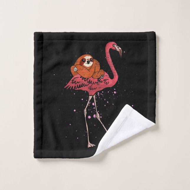 Toalha De Rosto Flamingo Riding Sloth Amante de os animais Gift Fl (Pano de lavar)