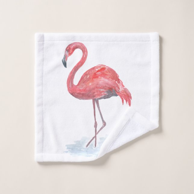 Toalha De Rosto Flamingo rosa, aquarela. (Pano de lavar)