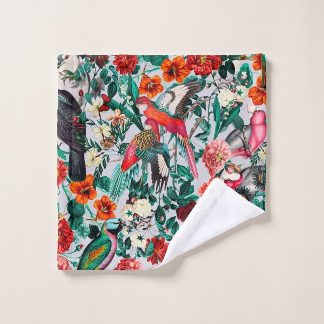TOALHA DE ROSTO FLORAL E AVES XIV-II (Pano de lavar)