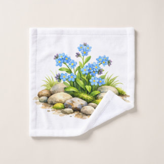 Toalha De Rosto Flores de Não Me Esqueça em Aquarela pelas Rochas