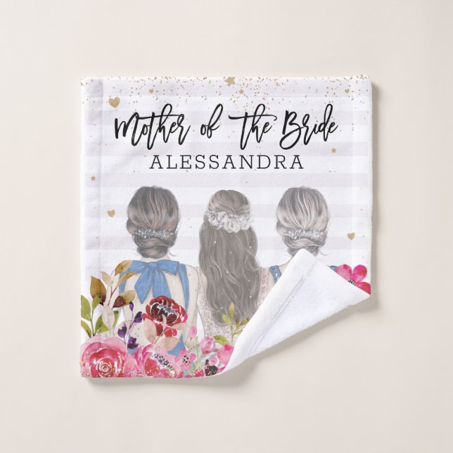 Toalha De Rosto Flores Douradas Brilhantes Mãe da Noiva (Pano de lavar)