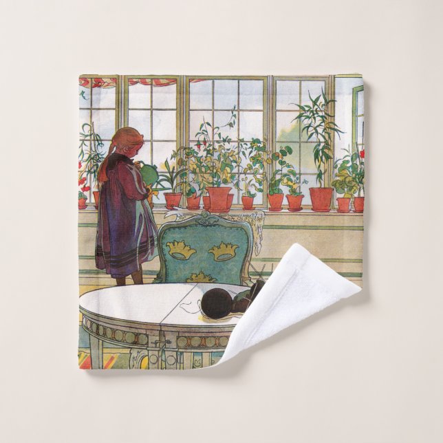 Toalha De Rosto Flores no muro de Carl Larsson (Pano de lavar)